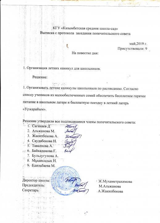 Выписка из протокола ПС 2019, май №2