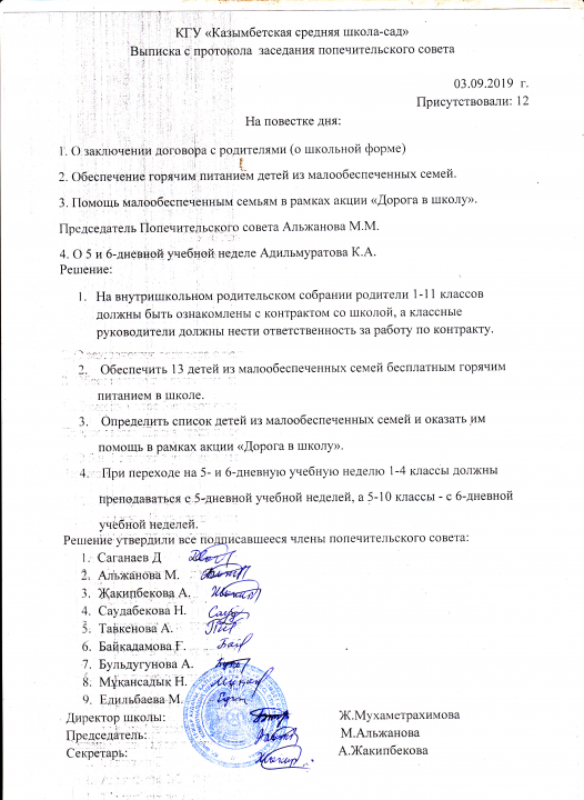 Выписка из протокола ПС 2019, сентябрь №3
