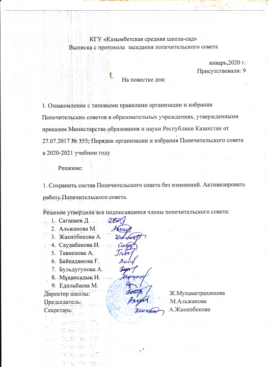 Выписка из протокола ПС 2020, январь №1