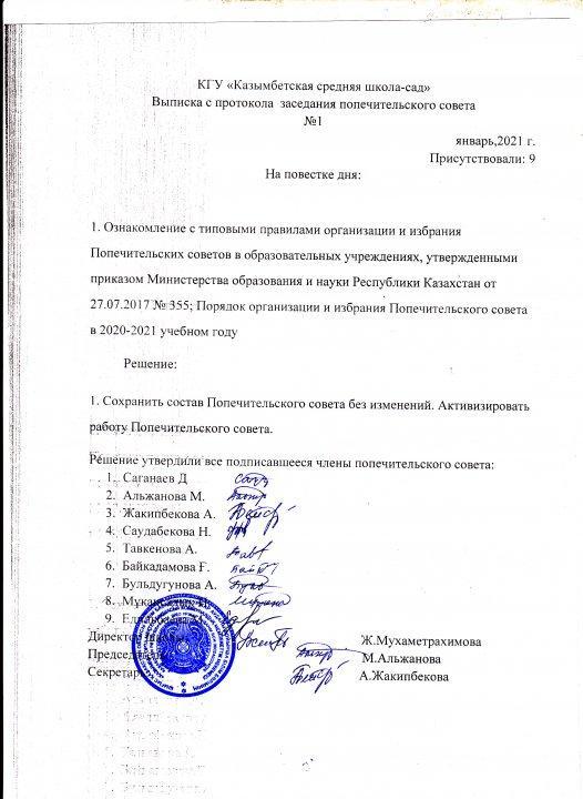 Выписка из протокола ПС 2021, январь №1