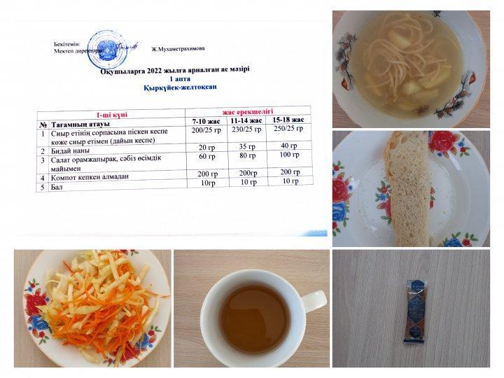 Ыстық тамақ. 1 апта - 1 күн ас мәзірі