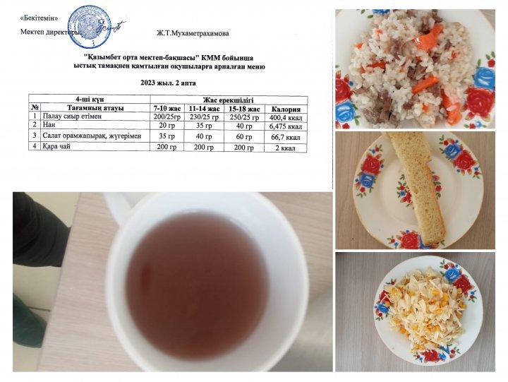 Ыстық тамақ. 2 апта-4 күн ас мәзірі