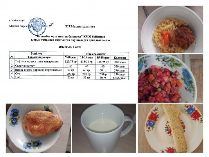 Ыстық тамақ. 1 апта-5 күн ас мәзірі