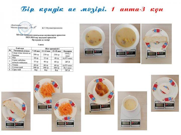 Ыстық тамақ. 1 апта-3 күн ас мәзірі